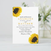 Sun Flower Floral Elegant Waterverf Wedding Kaart (Staand voorkant)