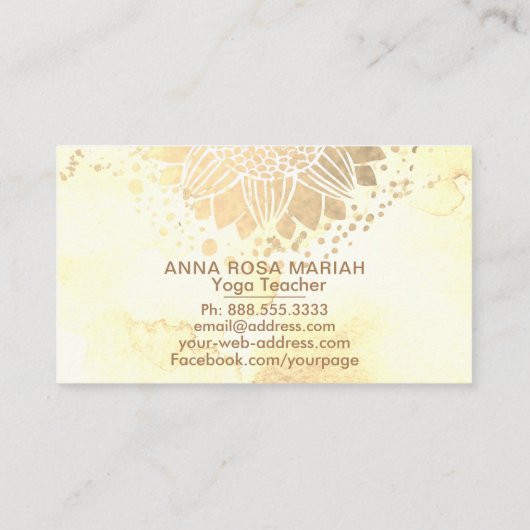 *~* Sun Flower Glitter Mandala Spiritueel Yoga Visitekaartje (Achterkant)