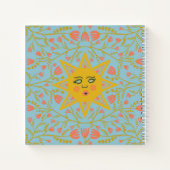 Sun & Flowering Vines Pattern Blue Notitieboek (Achterkant)