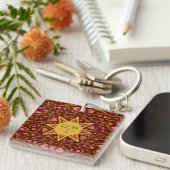 Sun & Flowering Vines Pattern Boho Sleutelhanger (Voorkant Rechts)