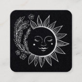Sun Flowers Boho Line Art Elegante Social Media Vierkante Visitekaartje (Voorkant)
