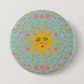 Sun & Flowers Ronde Button 7,6 Cm (Voorkant)