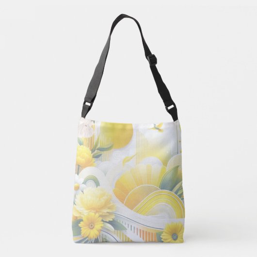 Sun Fusion: geel & Limoen Levendige Design Crossbody Tas (Achterkant)
