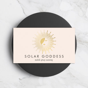 Sun Goddess Meisje Logo Spray Tanning Salon Roze Visitekaartje