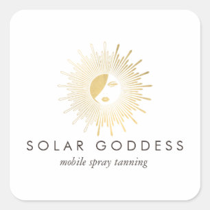 Sun Goddess Meisje Logo Spray Tanning Salon Vierkante Sticker