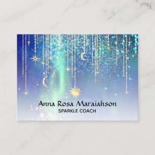 *~* Sun Gold Stars Sparkle Moon Celestiverse Unive Visitekaartje