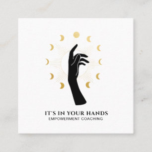 *~* Sun Hand Moon Phases Black Gold Cosmic Energy  Vierkante Visitekaartje