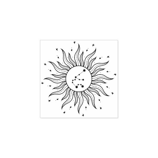 Sun Horoscope Aquarius Sign Rubberstempel (Afrduk)