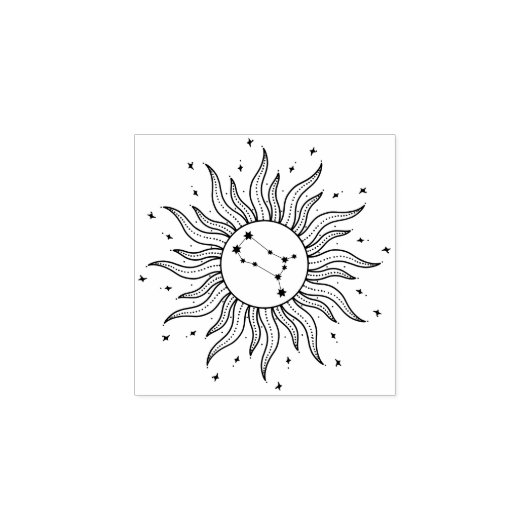 Sun Horoscope Gemini Sign Rubberstempel (Afrduk)