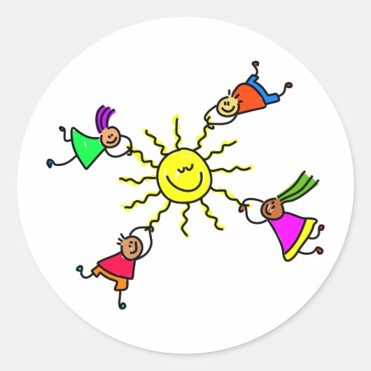 Sun Kinder Ronde Sticker (Voorkant)