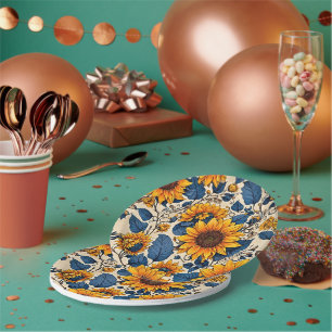 Sun-Kissed Blooms: Levendige zonnebloemen kunstwer Papieren Bordje