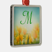 Sun Kissed Gele Tulpen Monogram Initiaal Ornament (Rechts)