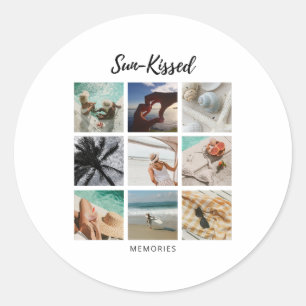Sun-Kissed Memories Fotocollage Ronde Sticker