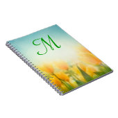 Sun Kissed Yellow Tulip Monogram Initiaal Notitieb Notitieboek (Rechterzijde)