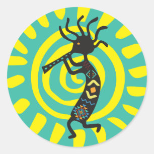 Sun Kokopelli Classic Round Sticker
