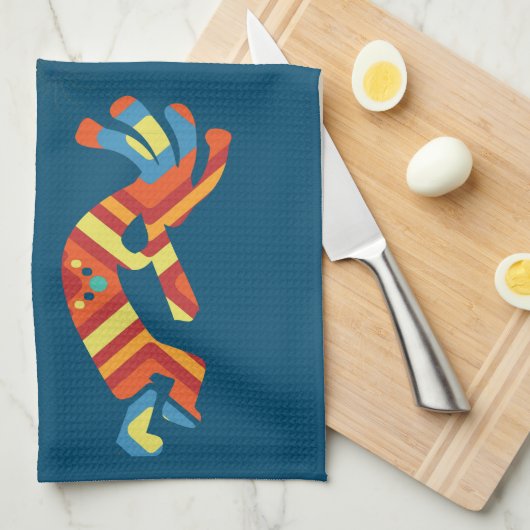 Sun Kokopelli Zuidwestelijke Keukenhanddoek (Quarter Fold)