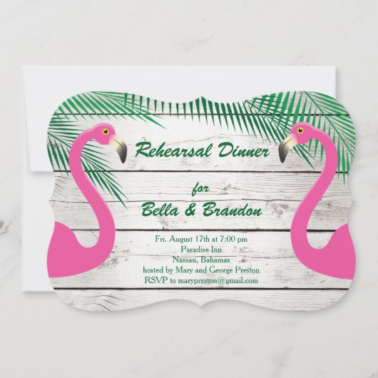 Sun Kust Flamingo Rehearsal Dinner Invitation Kaart (Voorkant)