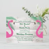 Sun Kust Flamingo Wedding Invitation Kaart (Staand voorkant)