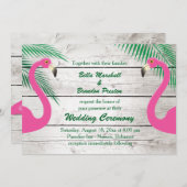 Sun Kust Flamingo Wedding Invitation Kaart (Voorkant / Achterkant)