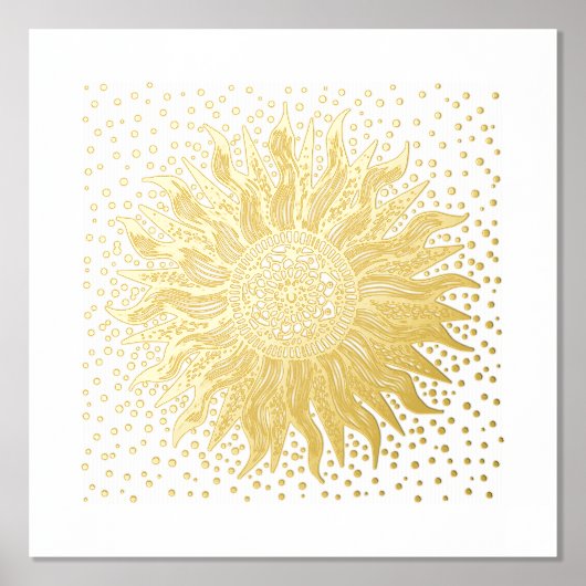 Sun Mandala Confetti Gold Foil Art Print (Voorkant)