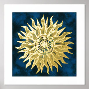 Sun Mandala Gold Foil Art Print