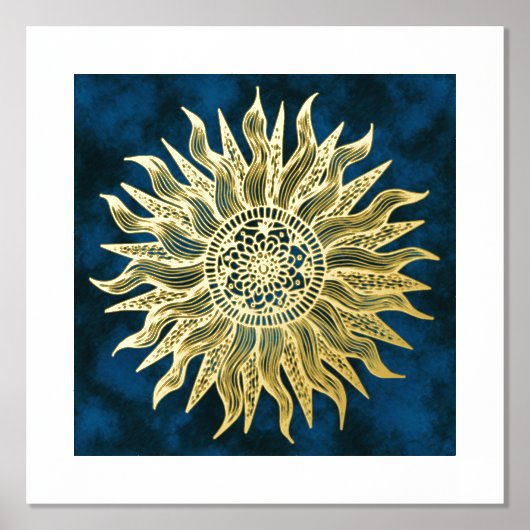 Sun Mandala Gold Foil Art Print (Voorkant)