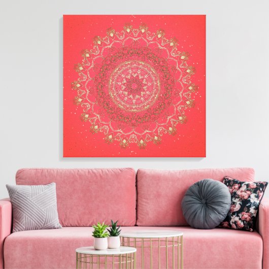 Sun Mandala - Ingewikkeld Canvas (Insitu (Woonkamer))