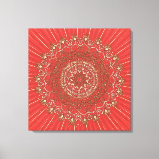 Sun Mandala - Ingewikkeld Canvas Afdruk (Voorkant)