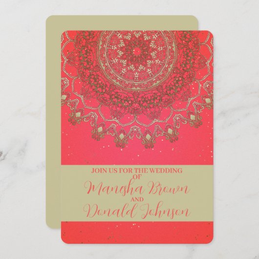 Sun Mandala - Uitnodiging voor bruiloft Kaart (Voorkant / Achterkant)