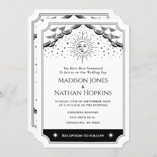 Sun & Moon Black & White Tarot Uitnodiging