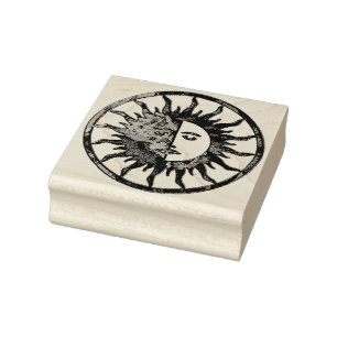 Sun & Moon - blauw groen + je rug. Rubberstempel