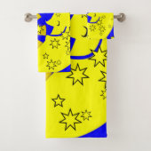 Sun Moon Blue Wash Hands Bathroom Towel sets Bad Handdoek (Insitu)