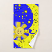 Sun Moon Blue Wash Hands Bathroom Towel sets Bad Handdoek (Handdoek)