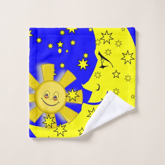 Sun Moon Blue Wash Hands Bathroom Towel sets Bad Handdoek (Wasdoekje)
