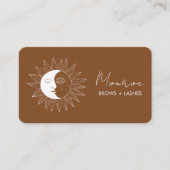 Sun & Moon Boho Line Art Elegant Aarde Sociaal Visitekaartje (Voorkant)