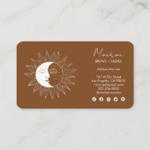 Sun & Moon Boho Line Art Elegant Aarde Sociaal Visitekaartje (Achterkant)
