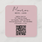 Sun & Moon Boho Line Art Elegante QR Code Roze Vierkante Visitekaartje (Achterkant)