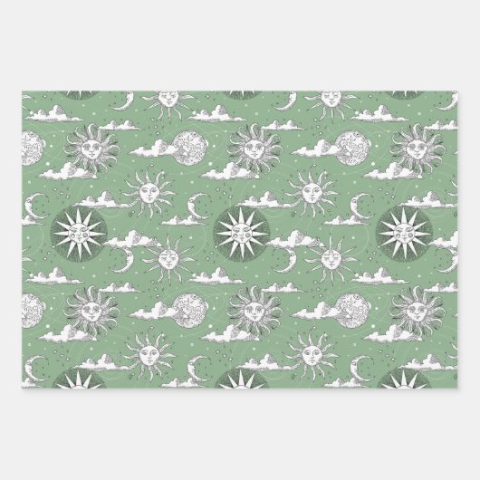  Sun Moon Celestial Pattern Inpakpapier Vel (Voorkant 2)