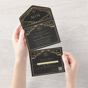 Sun Moon Elegant Tarot Kaart QR Code Huwelijksuitn