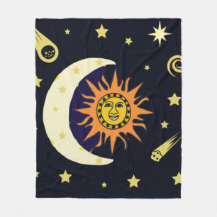Sun Moon en Celestial Bodies Fleece Deken