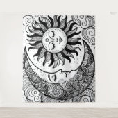 Sun Moon et Stars Celestin Peinture Tapisserie (Devant)