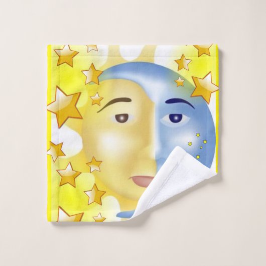 Sun Moon Hands Bathroom Towel sets Bad Handdoek (Wasdoekje)