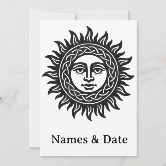 Sun & Moon Mythic Invitation – Pagan, Celestial. (Devant)