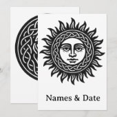 Sun & Moon Mythic Invitation – Pagan, Celestial. (Devant / Derrière)