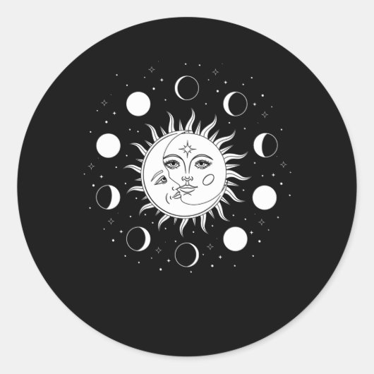 Sun Moon Occult Ronde Sticker (Voorkant)