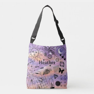 Sun Moon Paarse Sky gepersonaliseerde crossbody ta Tas