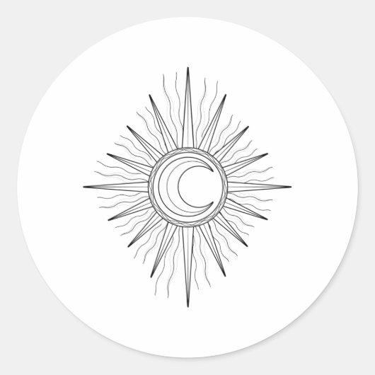 Sun moon ronde sticker (Voorkant)