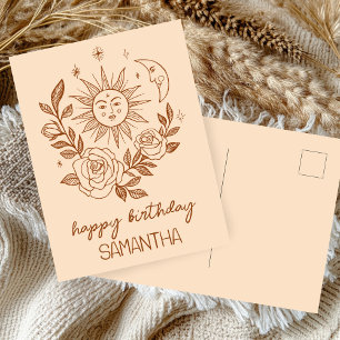 Sun Moon & Roses Boho Magical CARTES D'ANNIVERSAIR
