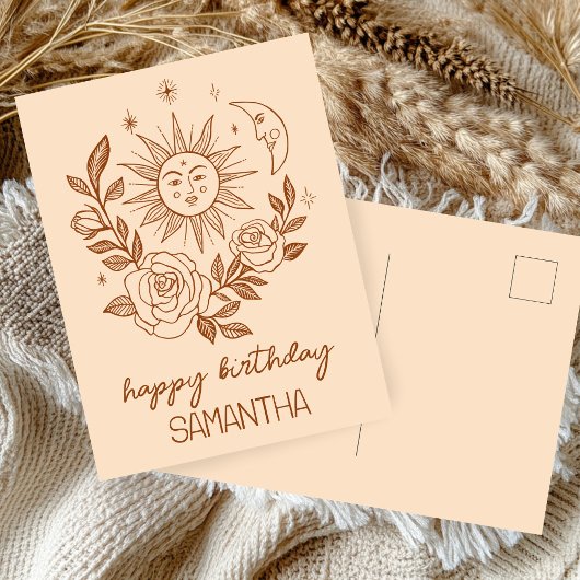 Sun Moon & Roses Boho Magical CARTES D'ANNIVERSAIR