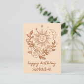 Sun Moon & Roses Boho Magical CARTES D'ANNIVERSAIR (Debout devant)